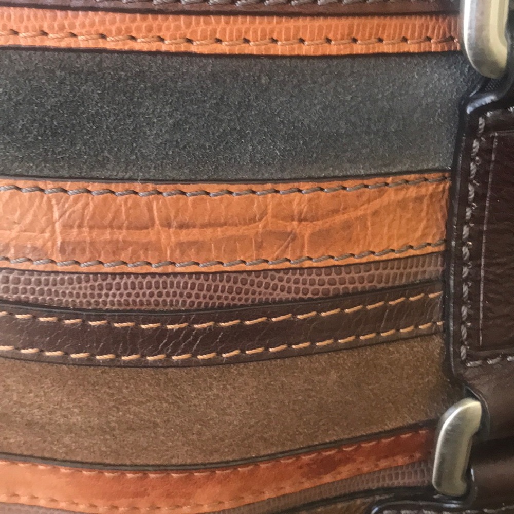 Fossil leather and suede patchwork satchel - Picture 4 of 13